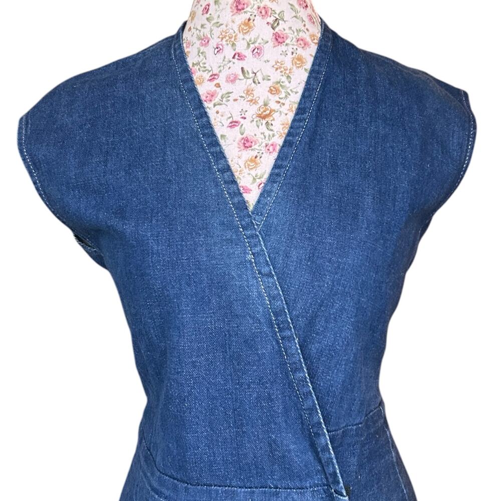 Zero + Maria Cornejo Mia Denim Midi Wrap Dress sz 8 Medium Organic Cotton Blue - Picture 7 of 12